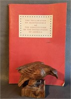 Small Carved Wood Eagle & US Founding Documents