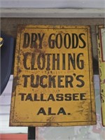 14" by 10" Vintage metal clothing Tallassee sign