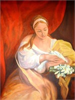 Cliff Haynes, portrait - woman with dove,