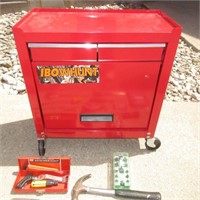 Red Tool Cabinet On Wheels With Tools