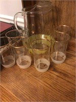 Set star glasses & pitcher