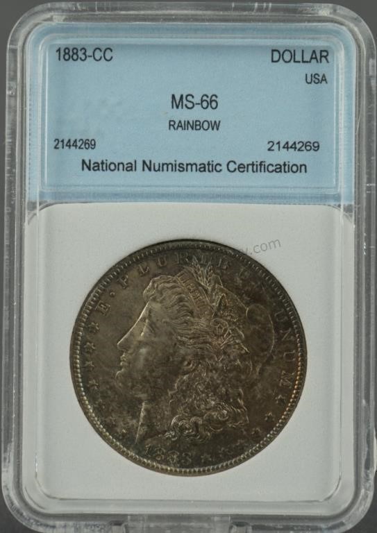 1883-CC Morgan Silver Dollar MS 66 Rainbow