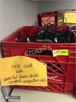 Crate w/ Asst Power Cords, Printer Cords, Etc.