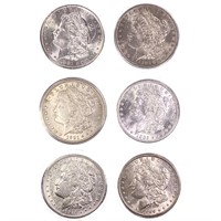 1881-1921 UNC Varied Date Morgan Silver Dollars [6