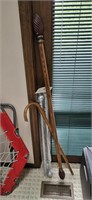 2 Curtain Rods and Wooden Walking Cane