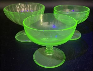 Uranium Glass Sherbet Glasses, 3in
(Bidding 1x