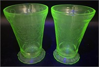 Uranium Depression Glass Tumblers, 5in 
(Bidding