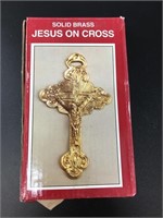 Solid brass Crucifix, new in box, about 6" long