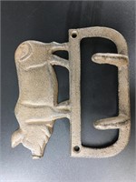 Cast iron pig silhouette double wall hook about 5"