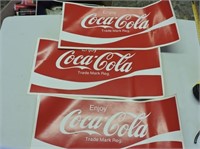 3 Coca-Cola Decals, 16" x 8"