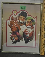 Chuck Oberstein clown print in frame