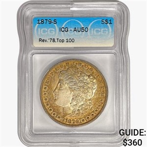 1879-S Morgan Silver Dollar ICG AU50 REV 78