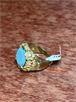 Turquoise Golden Sparkle Sterling Silver .925 Ring