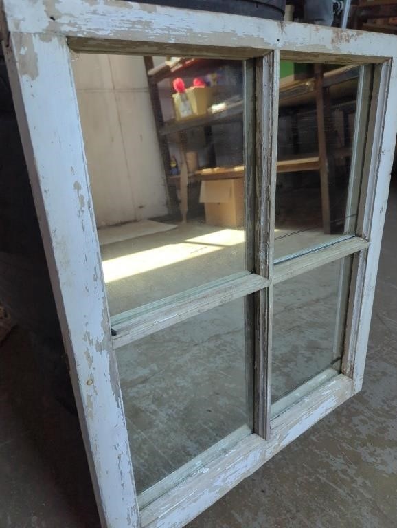 Repurposed Farmhouse Window Frame Mirror 24" x