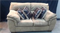 Brown Microfiber Love Seat Sofa W Pillows