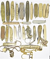 (26) Vintage Gold Tone Pocket Knives