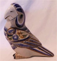 Mexican pottery parrot, 9.5" tall - 2 fish