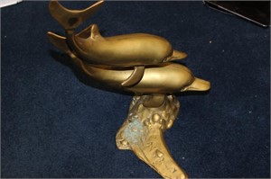 A Bronze/Brass/Metal Dolphin Statue /Twin Dolphins