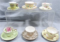 6 SETS MATCHING BONE CHINA TEACUPS & SAUCERS