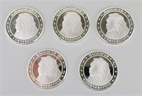 5 One Troy Ounce Fine Silver Haggai 2:8 Coins.