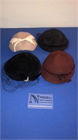 4 vintage lady hats