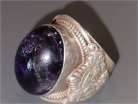 Ring, Silver Purple Stone Size 10