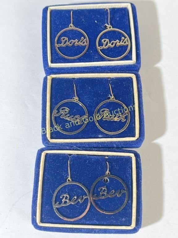 (3) Name Themed Costume Earrings