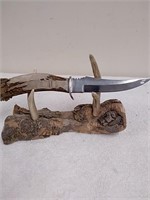 Antler handle fixed blade knife 4 and 1/2 in