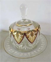 Outstanding Hand Decorated Crystal Cake Plate