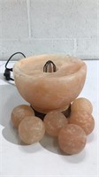 Himalayan Fire Bowl Salt Lamp w 6 Massage Balls 8C