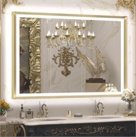 TETOTE Gold LED Bathroom Mirror with Lights