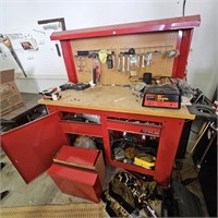 Large Metal Workbench Tool Storage & Contents
