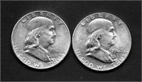 (2) 1963-D Franklin Silver Half Dollars