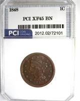 1848 Cent XF45 BN LISTS $150