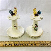 Pair Of Vintage Ceramic Spoon Stands