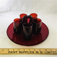Vintage Ruby Glass Set