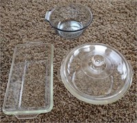 Glass Candy Dish, Pyrex Clear Bowls & Cassette