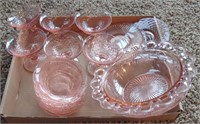 Pink Depression Glass Incl. Candy Bowls, Wine