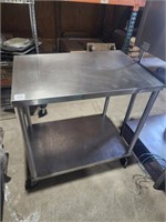 36" X 24" SS TABLE ON WHEELS - 35" TALL