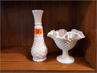 Milk glass vase, candleholder