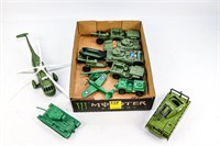 Flat of Army Toys Tanks Helicopter Jeeps and More