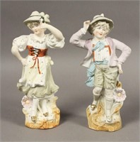 German Boy & Girl Bisque Figurines