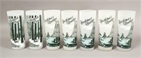 7 Vintage Frosted Glasses - Mackinac Bridge Mi