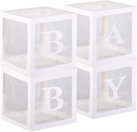 4PC White Clear Baby Boxes with Baby Letters