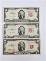 3 1953-B 2$ bills