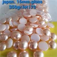 JAPAN VTG 16MM GLASS PINK HALF PEARLS FLAT BACK