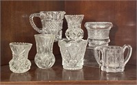 Seven Vintage Clear Pressed Glass Toothpicks