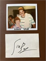 Autograph comedian Sinbad index card and photo