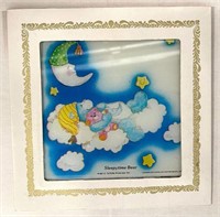 Vintage Care Bear Carnival Glass With Frame