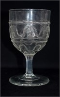 Early Pressed Glass Goblet "Cord & Tassel"
